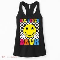 67 Meme Gen Alpha Slang 6-7 Six Seven Bruh Smile Face Women's Tank Top thumb 0