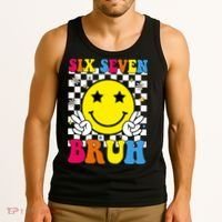 67 Meme Gen Alpha Slang 6-7 Six Seven Bruh Smile Face Tank Top thumb 3