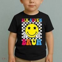67 Meme Gen Alpha Slang 6-7 Six Seven Bruh Smile Face Toddler T-Shirt thumb 2