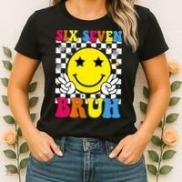 67 Meme Gen Alpha Slang 6-7 Six Seven Bruh Smile Face Women's T-Shirt thumb 2