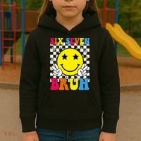 67 Meme Gen Alpha Slang 6-7 Six Seven Bruh Smile Face Kids Hoodie thumb 3