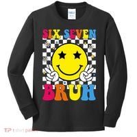 67 Meme Gen Alpha Slang 6-7 Six Seven Bruh Smile Face Kids Long Sleeve Shirt thumb 0