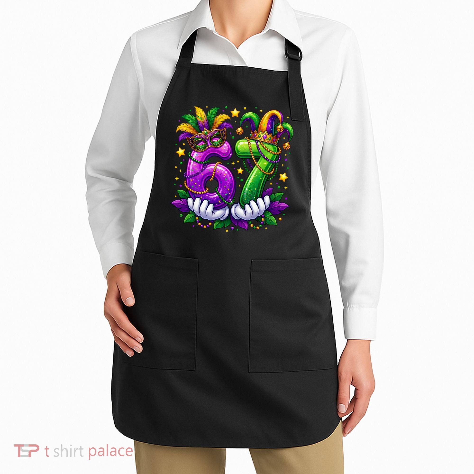 67 Mardi Gras Party 6-7 Meme Six Seven Apron