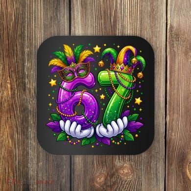 67 Mardi Gras Party 6-7 Meme Six Seven Coaster