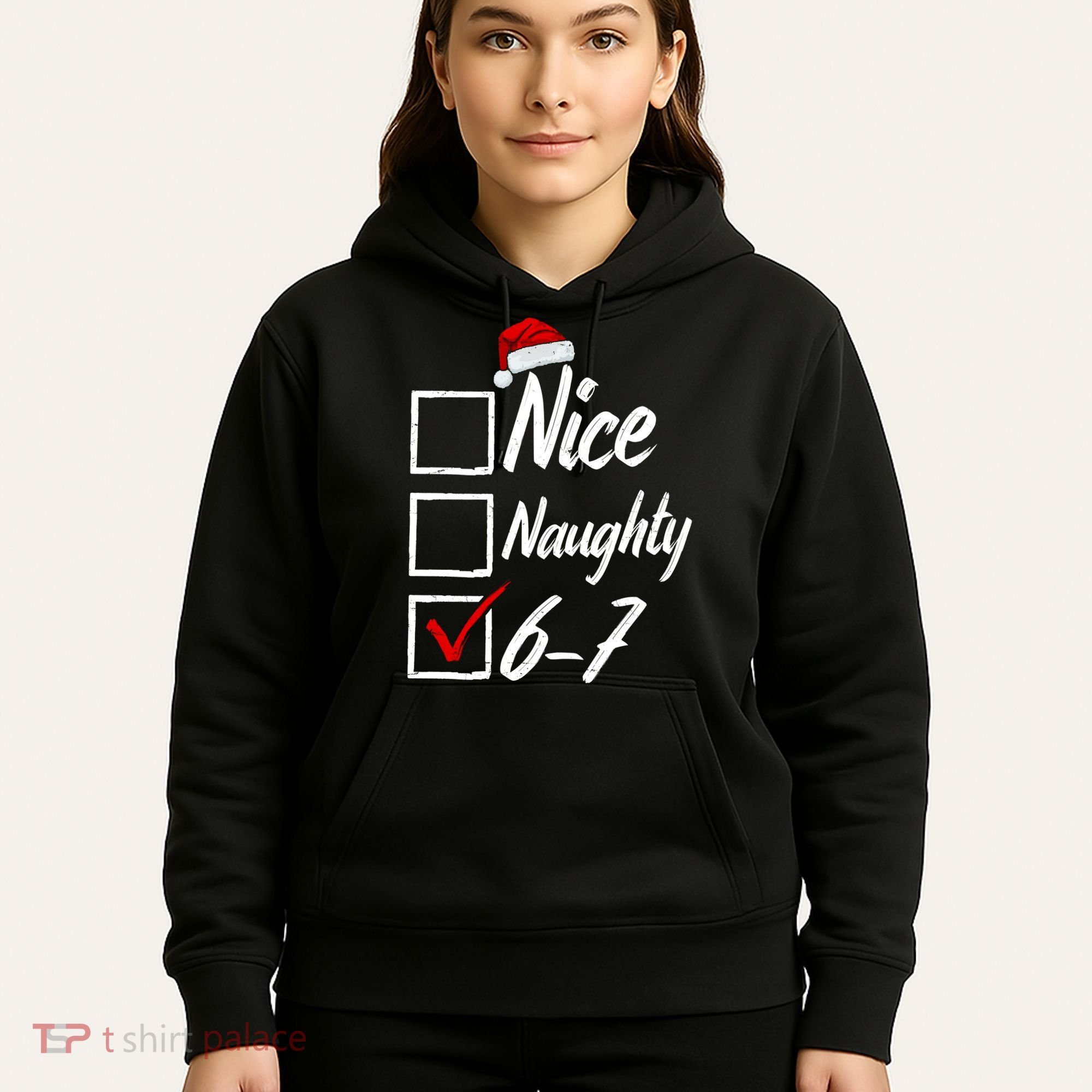 6-7 Meme Nice Naughty 67 Christmas Brain Rot Hoodie