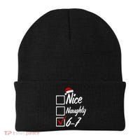 6-7 Meme Nice Naughty 67 Christmas Brain Rot Beanie thumb 0