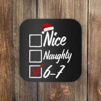6-7 Meme Nice Naughty 67 Christmas Brain Rot Coaster thumb 0