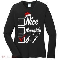 6-7 Meme Nice Naughty 67 Christmas Brain Rot Women's Long Sleeve Shirt thumb 0