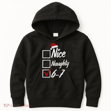6-7 Meme Nice Naughty 67 Christmas Brain Rot Kids Hoodie