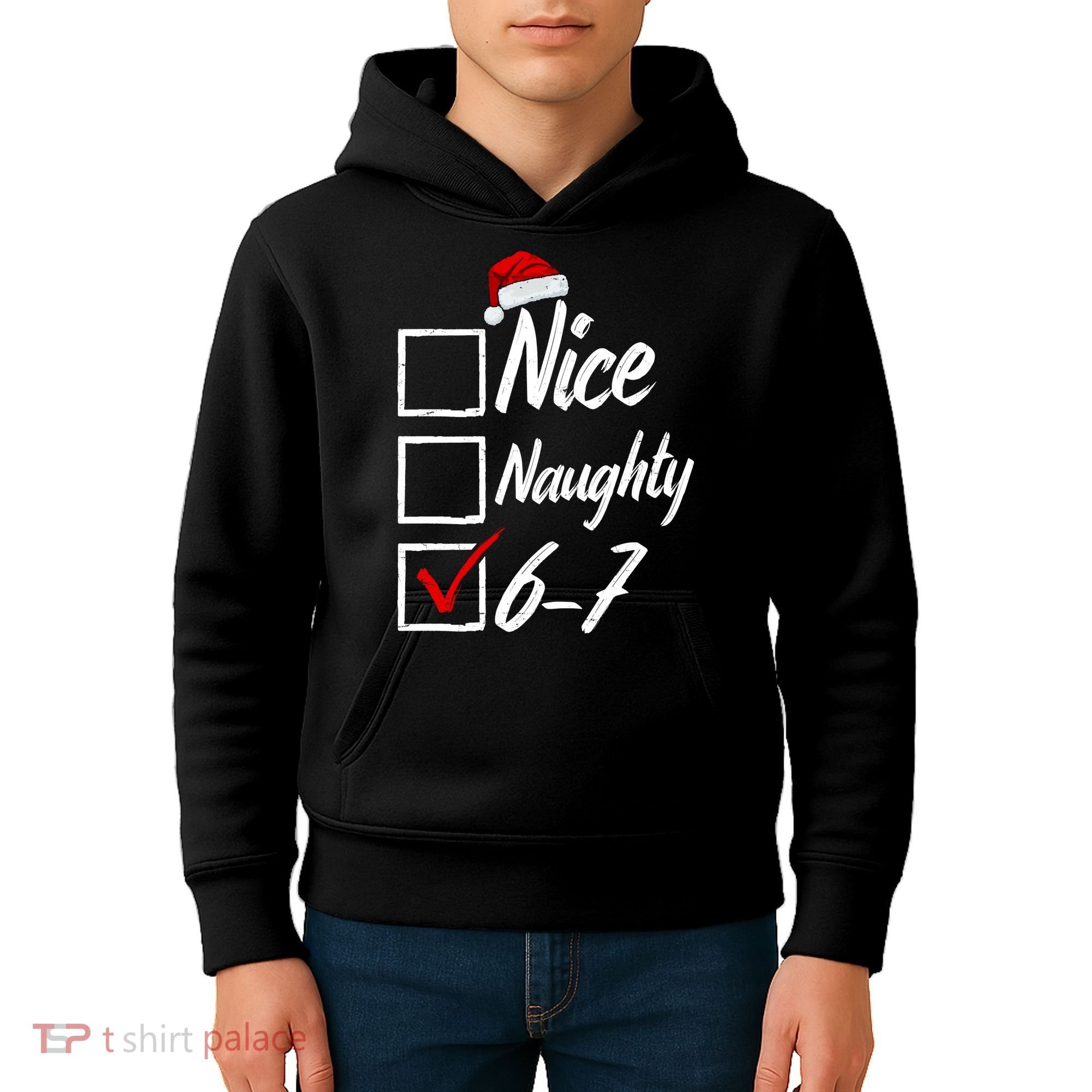 6-7 Meme Nice Naughty 67 Christmas Brain Rot Kids Hoodie