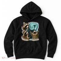 67 Meme Racoon Howling At The Moon 6-7 Hoodie thumb 0