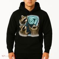 67 Meme Racoon Howling At The Moon 6-7 Hoodie thumb 2