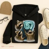 67 Meme Racoon Howling At The Moon 6-7 Hoodie thumb 4