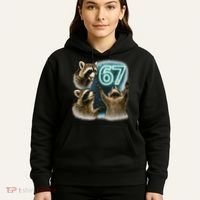 67 Meme Racoon Howling At The Moon 6-7 Hoodie thumb 5