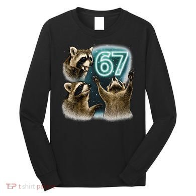 67 Meme Racoon Howling At The Moon 6-7 Long Sleeve Shirt