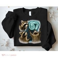 67 Meme Racoon Howling At The Moon 6-7 Sweatshirt thumb 2