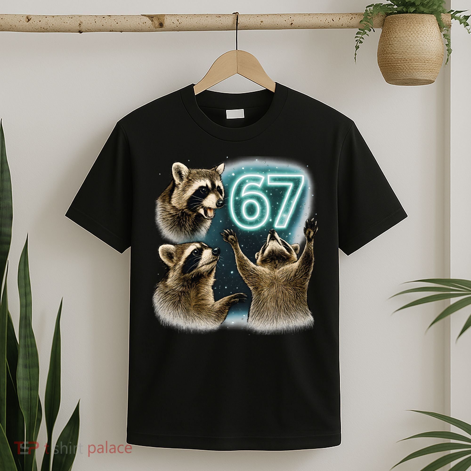 67 Meme Racoon Howling At The Moon 6-7 T-Shirt