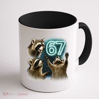 67 Meme Racoon Howling At The Moon 6-7 Coffee Mug thumb 1