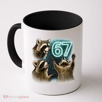 67 Meme Racoon Howling At The Moon 6-7 Coffee Mug thumb 0
