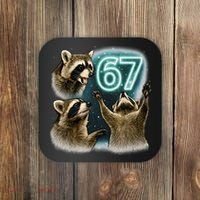 67 Meme Racoon Howling At The Moon 6-7 Coaster thumb 0