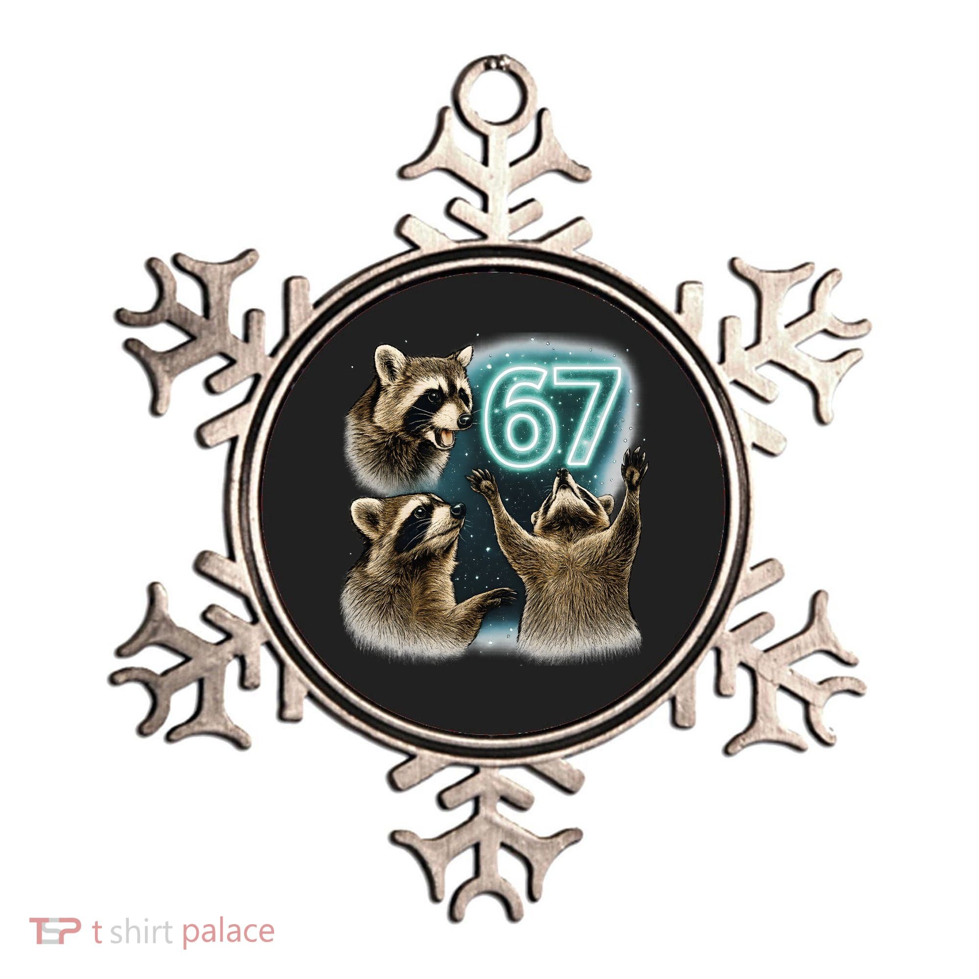 67 Meme Racoon Howling At The Moon 6-7 Ornament