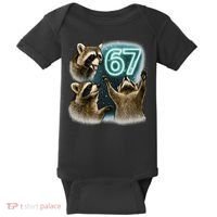 67 Meme Racoon Howling At The Moon 6-7 Baby Bodysuit thumb 0