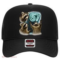 67 Meme Racoon Howling At The Moon 6-7 Hat thumb 0