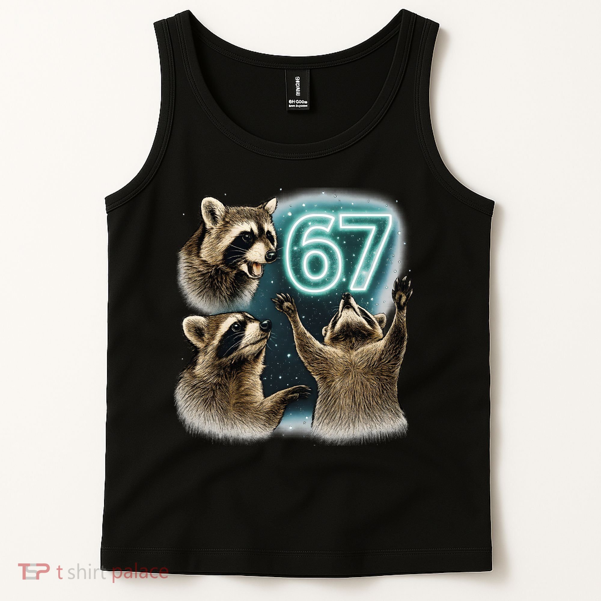 67 Meme Racoon Howling At The Moon 6-7 Tank Top
