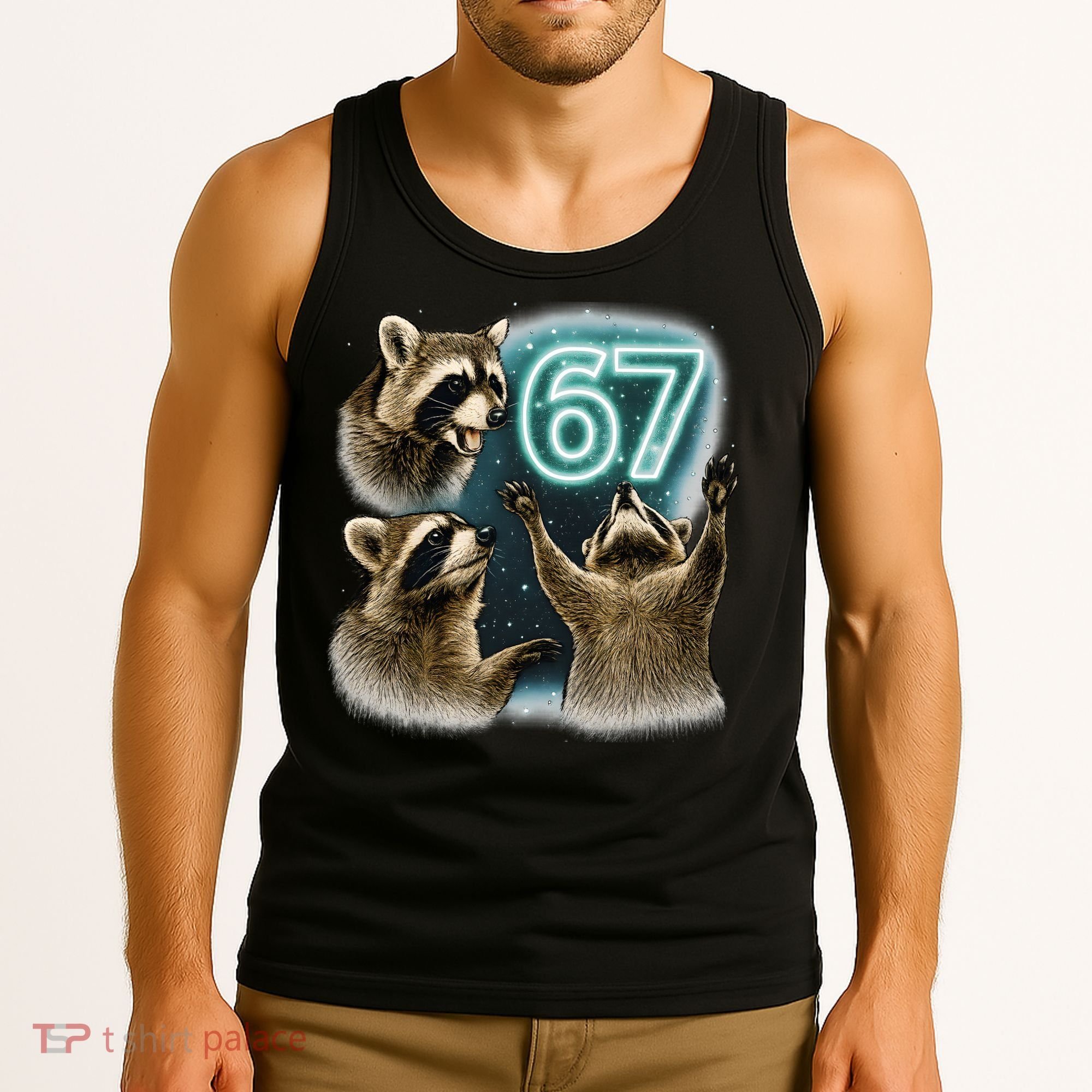 67 Meme Racoon Howling At The Moon 6-7 Tank Top
