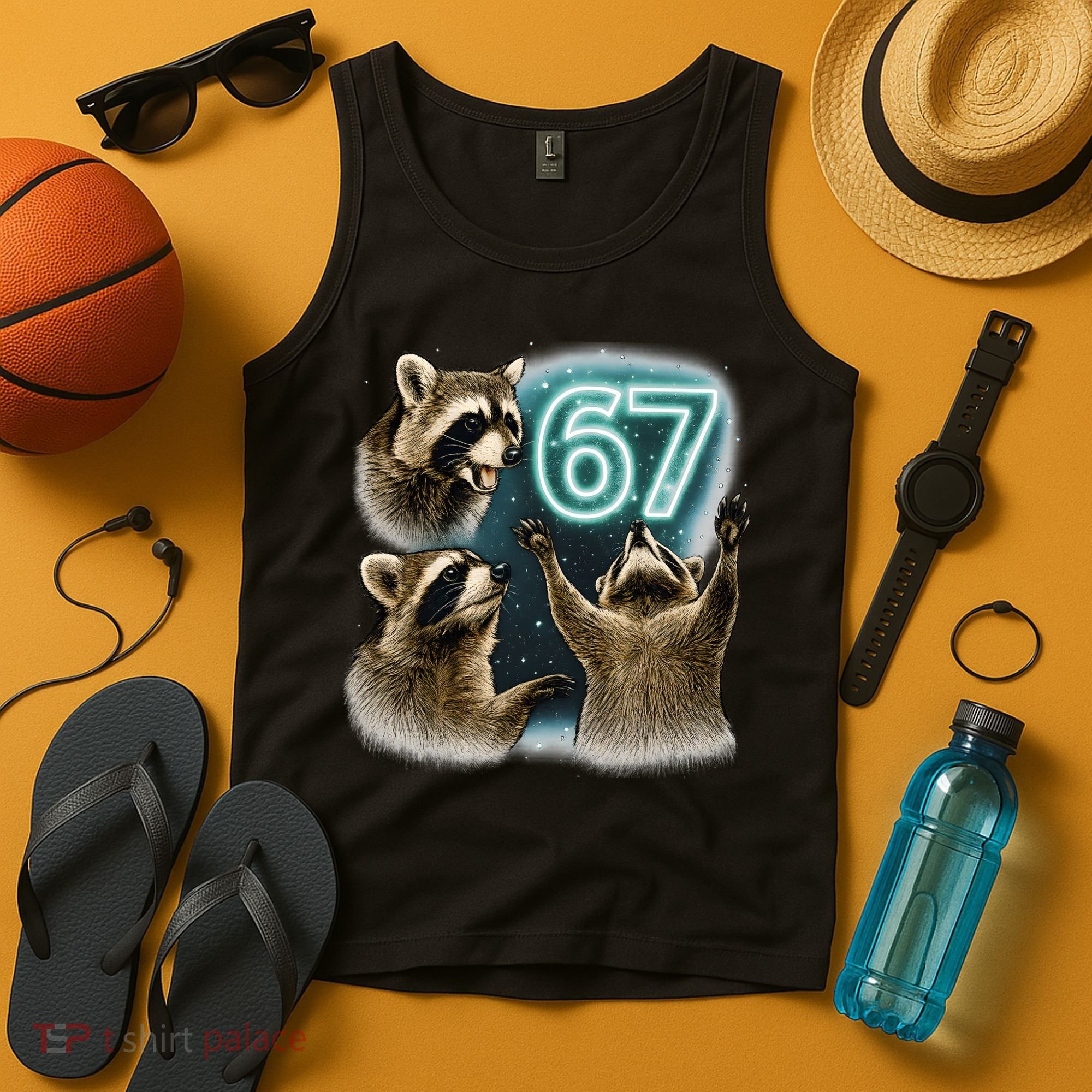 67 Meme Racoon Howling At The Moon 6-7 Tank Top