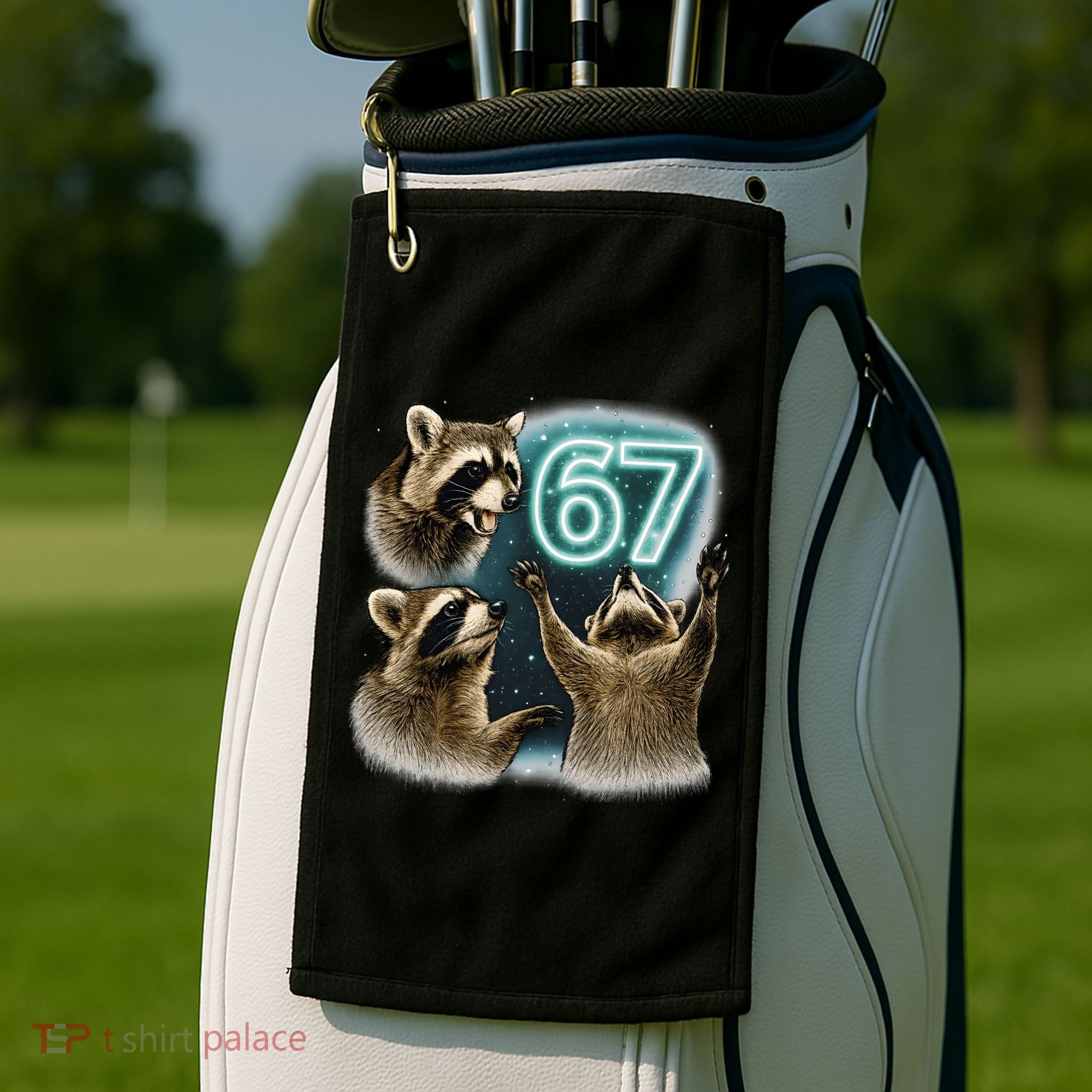 67 Meme Racoon Howling At The Moon 6-7 Golf Towel