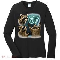 67 Meme Racoon Howling At The Moon 6-7 Women's Long Sleeve Shirt thumb 0