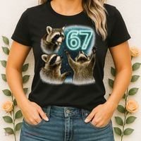 67 Meme Racoon Howling At The Moon 6-7 Women's T-Shirt thumb 2