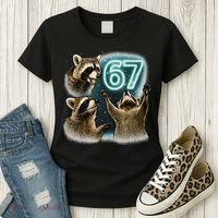 67 Meme Racoon Howling At The Moon 6-7 Women's T-Shirt thumb 3