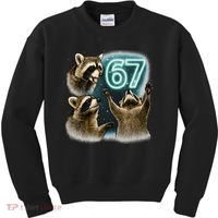 67 Meme Racoon Howling At The Moon 6-7 Kids Sweatshirt thumb 0