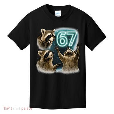 67 Meme Racoon Howling At The Moon 6-7 Kids T-Shirt