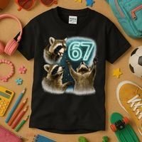 67 Meme Racoon Howling At The Moon 6-7 Kids T-Shirt thumb 3