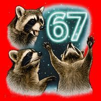 67 Meme Racoon Howling At The Moon 6-7 Santa Hat thumb 1