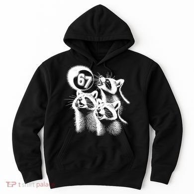 67 Meme Racoon Howling At The Moon 6-7 Hoodie
