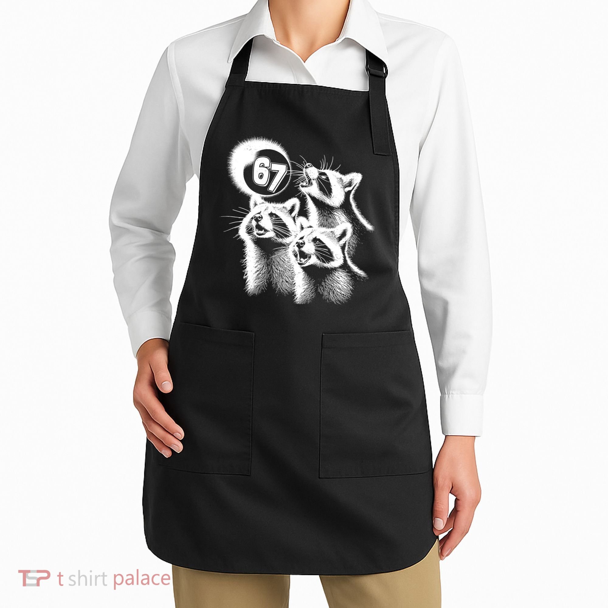 67 Meme Racoon Howling At The Moon 6-7 Apron