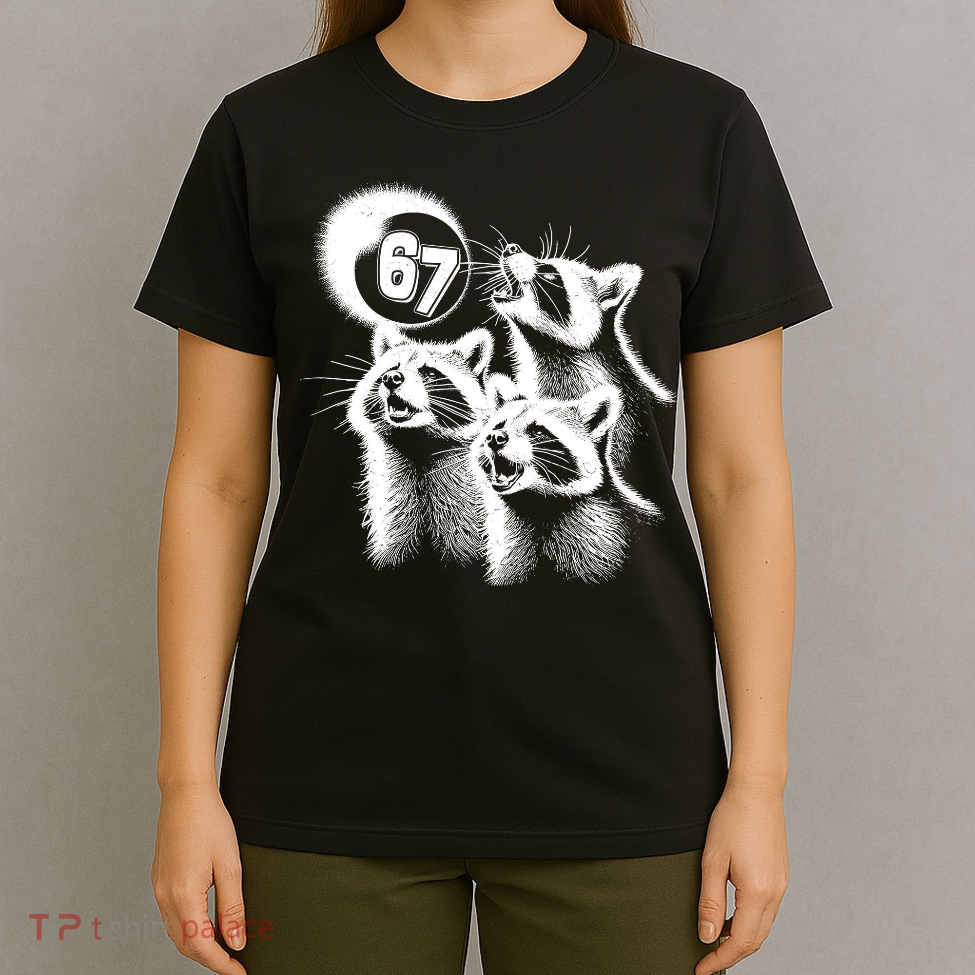 67 Meme Racoon Howling At The Moon 6-7 T-Shirt