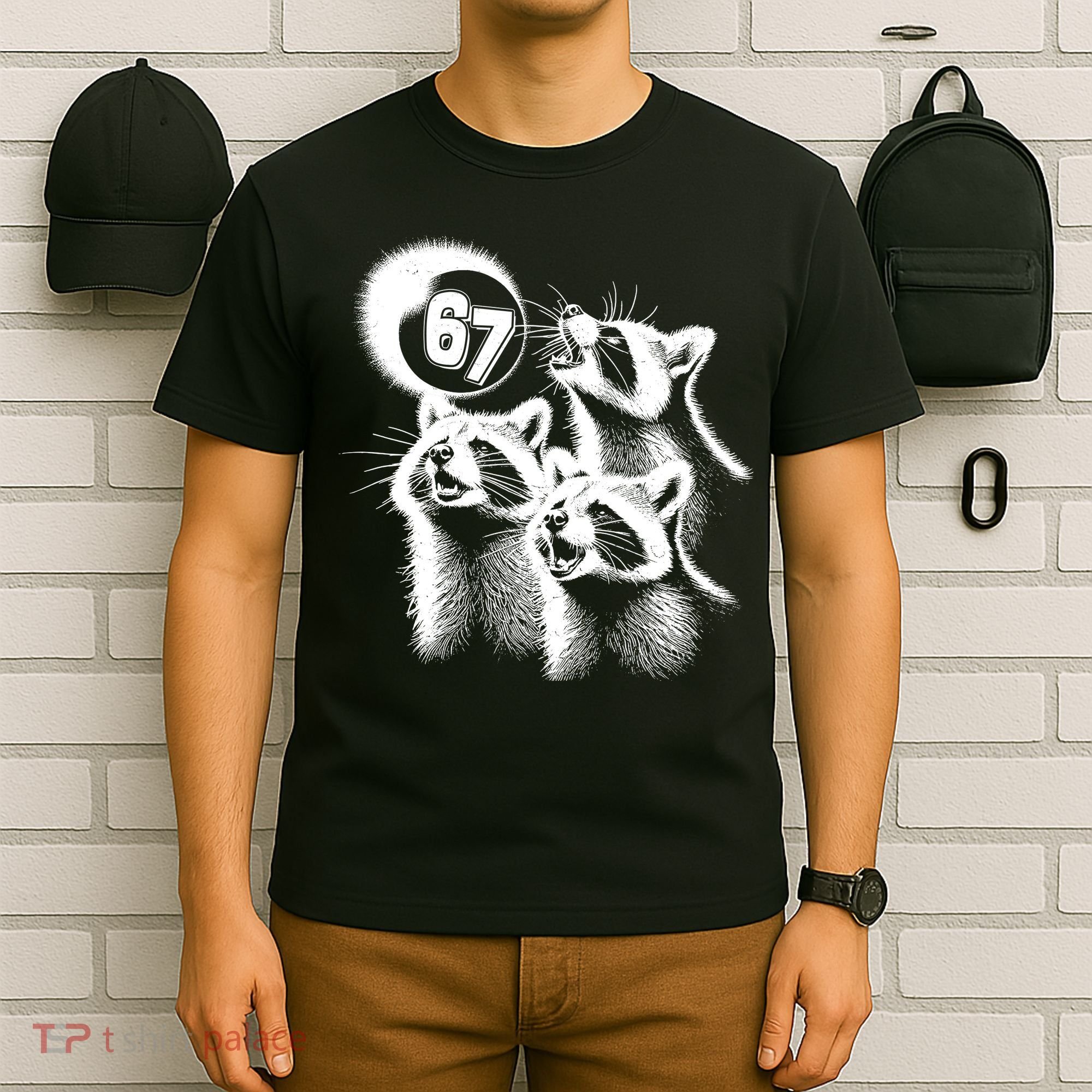 67 Meme Racoon Howling At The Moon 6-7 T-Shirt