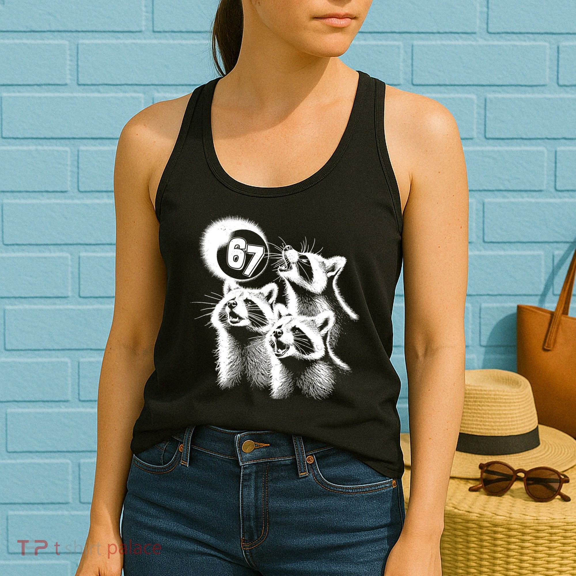 67 Meme Racoon Howling At The Moon 6-7 Women's Tank Top