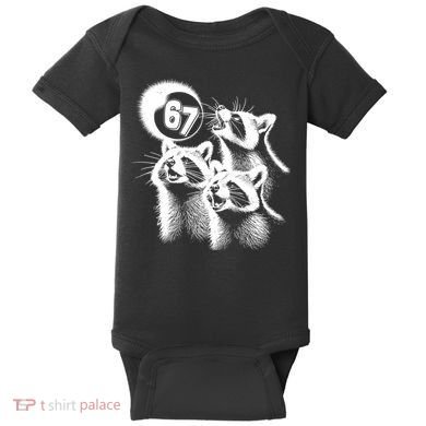67 Meme Racoon Howling At The Moon 6-7 Baby Bodysuit