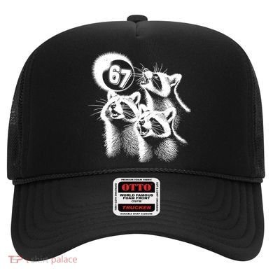67 Meme Racoon Howling At The Moon 6-7 Hat