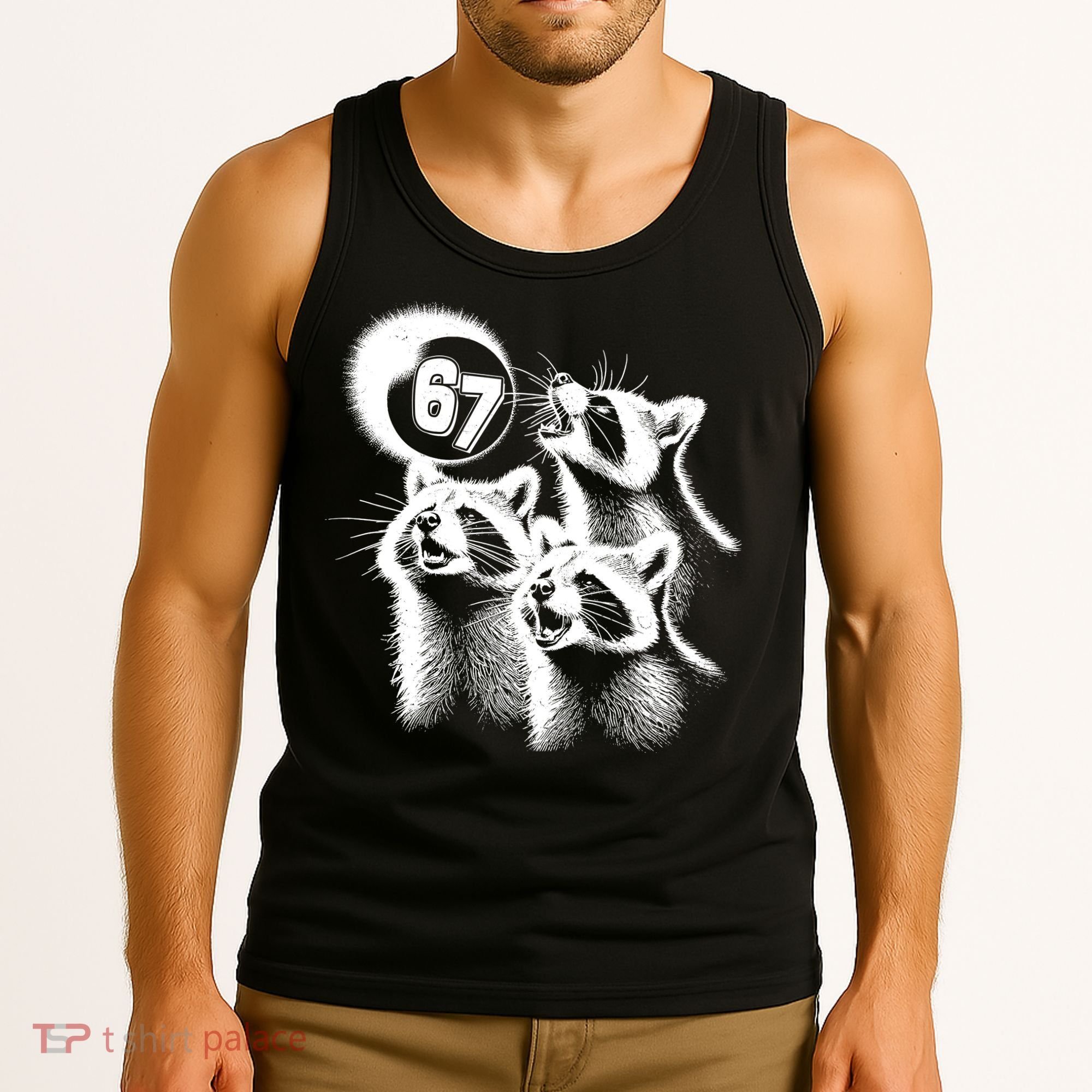 67 Meme Racoon Howling At The Moon 6-7 Tank Top