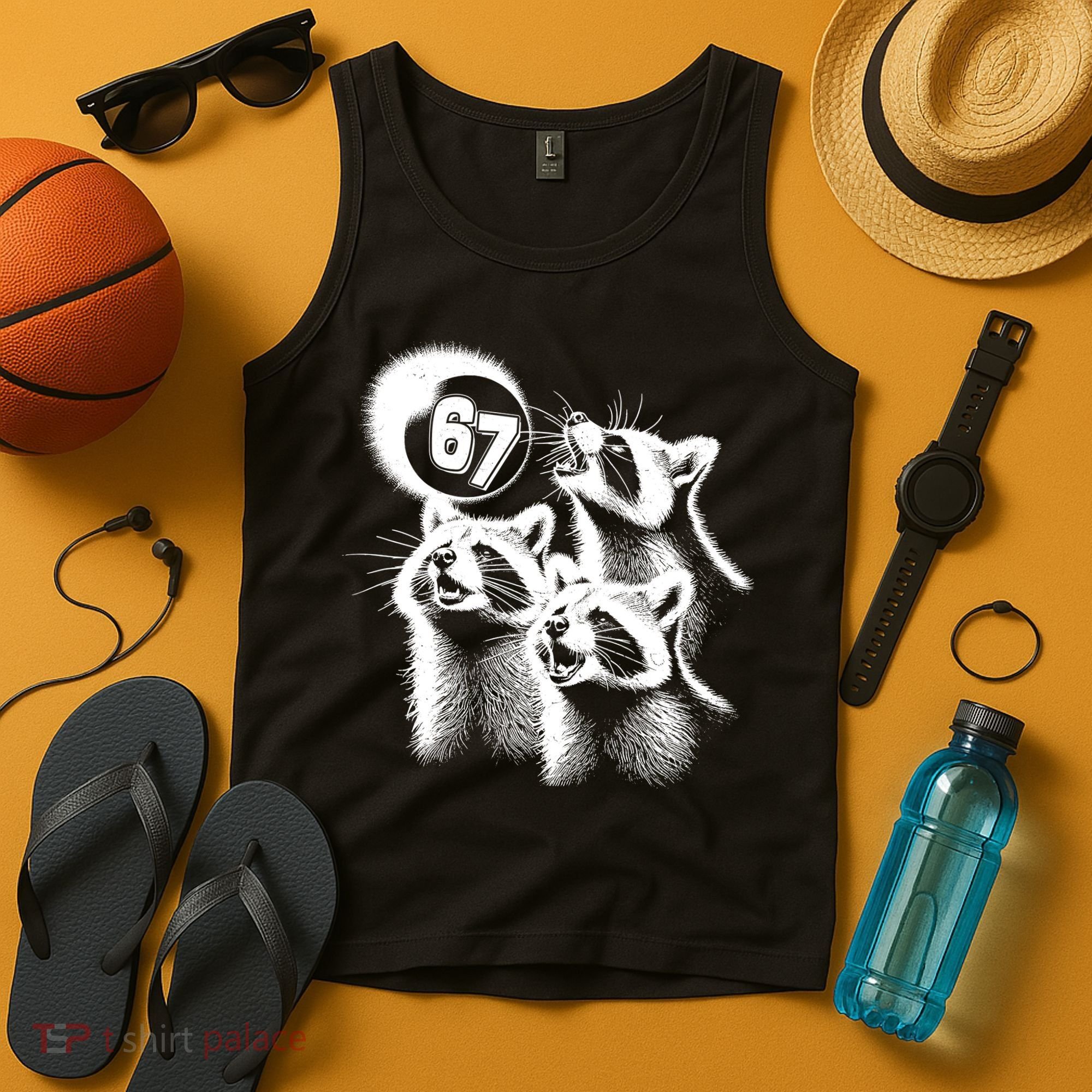 67 Meme Racoon Howling At The Moon 6-7 Tank Top