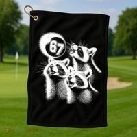67 Meme Racoon Howling At The Moon 6-7 Golf Towel thumb 1