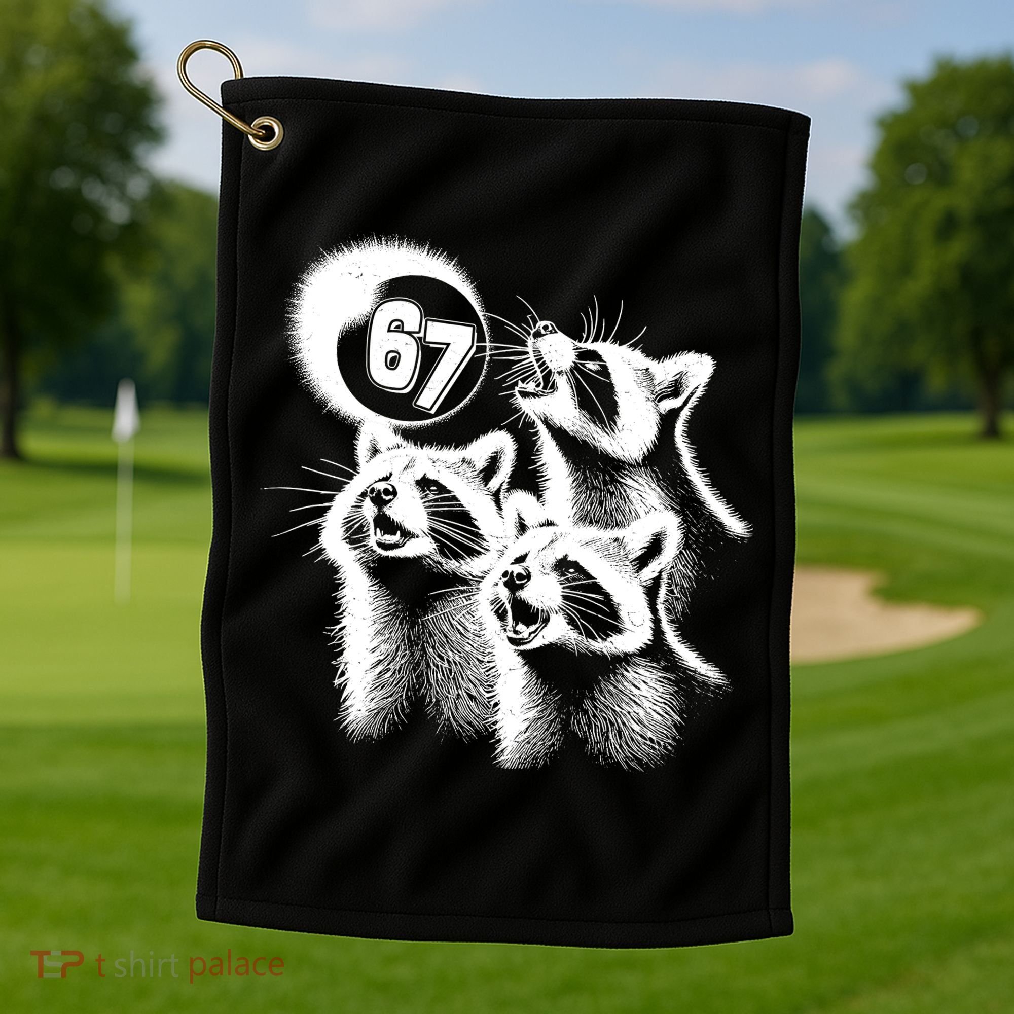 67 Meme Racoon Howling At The Moon 6-7 Golf Towel
