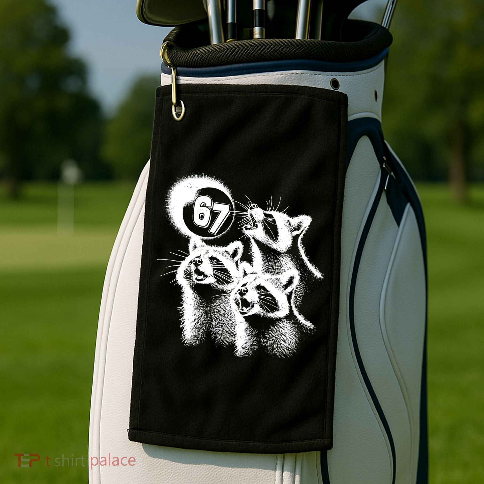 67 Meme Racoon Howling At The Moon 6-7 Golf Towel